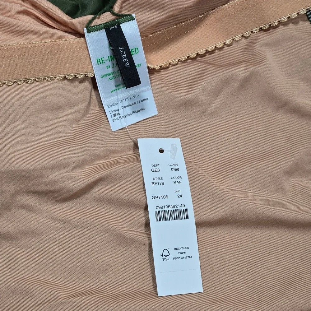 J. Crew Ruched squareneck one-piece in‎ Safari Green 24 NWT